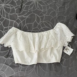 Love Shack Fancy Maria crop top. BNWT in size XS. Ivory color & BRAND NEW w/ Tag